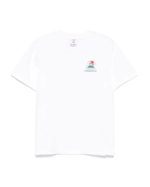 Casablanca White Graphic Print Cotton T-Shirt With Classic Crew Neck for men