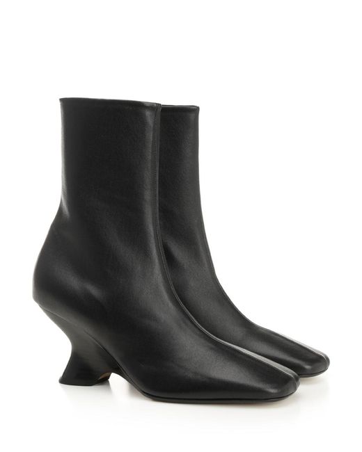 Dries Van Noten Black Leather Ankle Boots