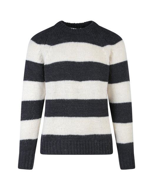 PT Torino Blue Wool Blend Sweater With Striped Motif for men
