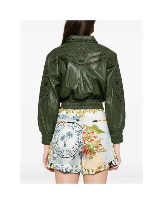 Farm Rio Leather Outerwears Green