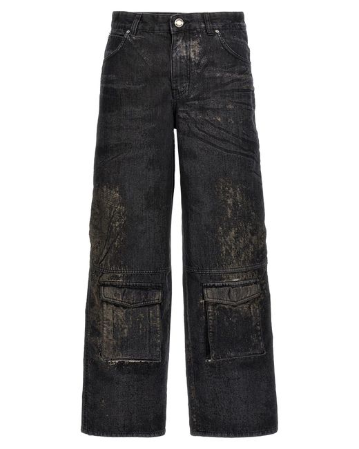 Pinko Black Cargo Denim Devorè Jeans