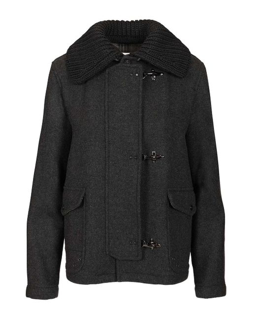 Fay Black 3-Hook Wool Jacket Coats
