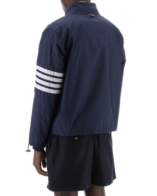 Thom Browne Blue 4-Bar Ripstop Windbreaker Jacket for men