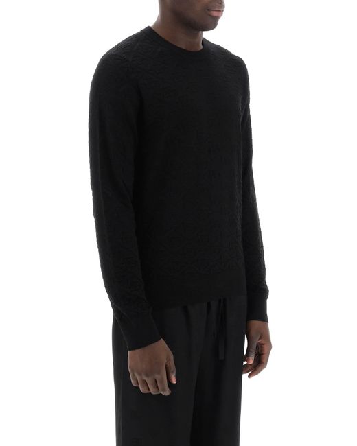 Dolce & Gabbana Black Dg Jacquard Silk Sweater for men