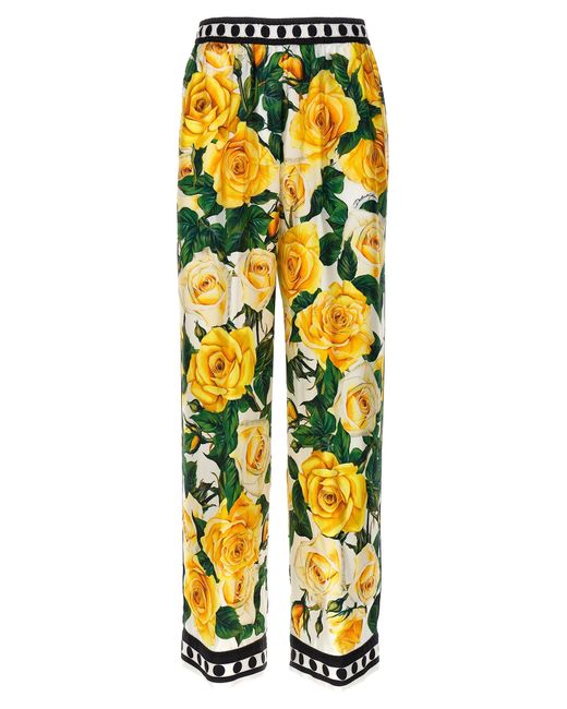 Dolce & Gabbana Yellow 'Rose Gialle' Pants