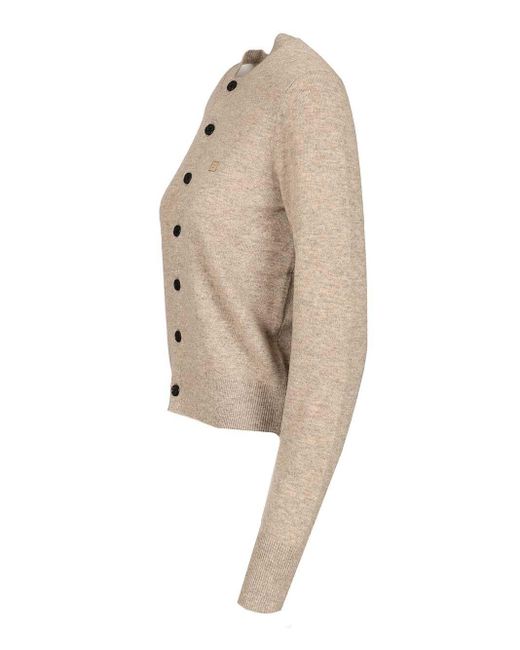 Acne Natural Crew Neck Wool Cardigan Knitwear Grey