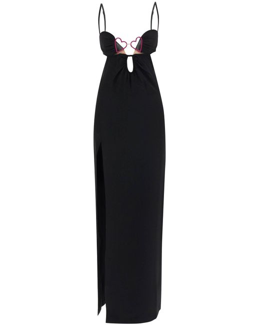 Nensi Dojaka Black Long Dress With Heart Detail