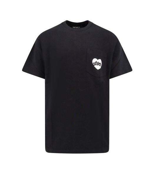 Carhartt Black Cotton T-Shirt With Frontal Amour Logo for men