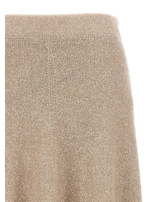 Sequin Knitted Skirt Gonne Beige di Brunello Cucinelli in Natural