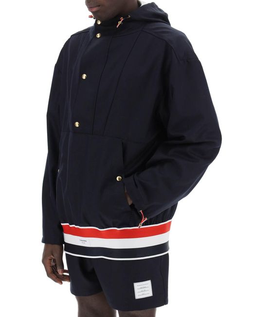 Thom Browne Blue "Lightweight Wool Anorak With Tr for men