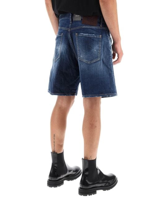 DSquared² Blue Loose Shorts In Used Denim for men