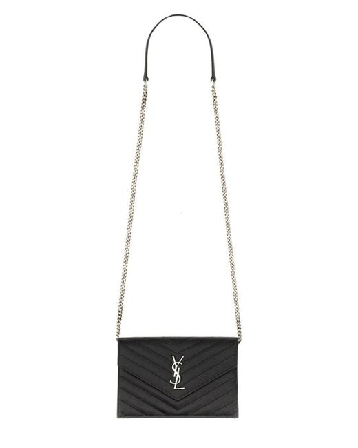 Saint Laurent White "Envelope Cassandre" Wallet With Chain