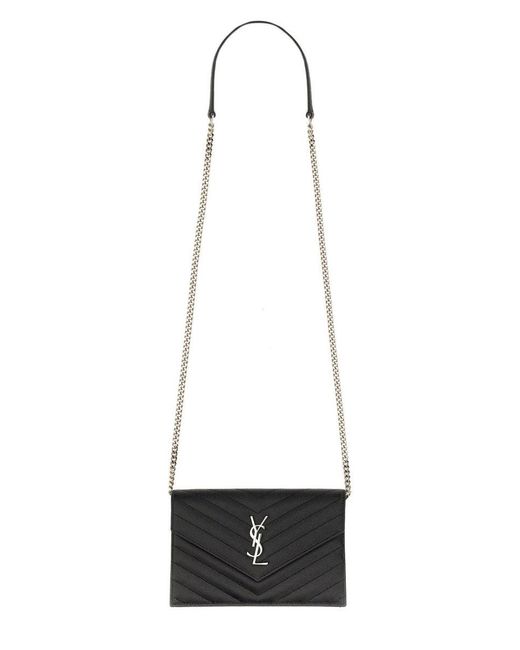Saint Laurent White "Envelope Cassandre" Wallet With Chain