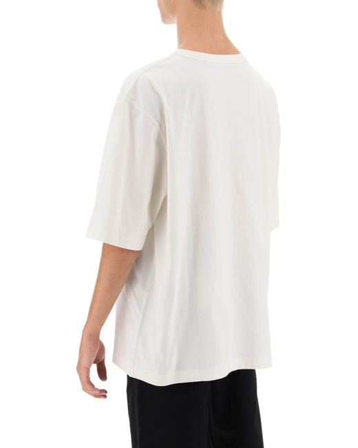 Lemaire White Oversized T Shirt With Patch Pocket for men