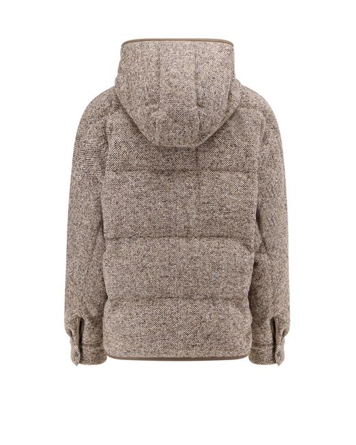 Reversible Wool And Silk Down Jacket-Donna di Brunello Cucinelli in Gray