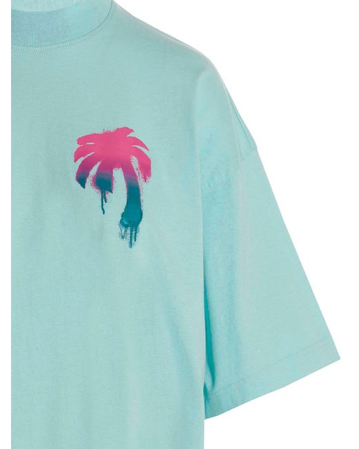 'I Love PA' T Shirt Celeste di Palm Angels in Blue