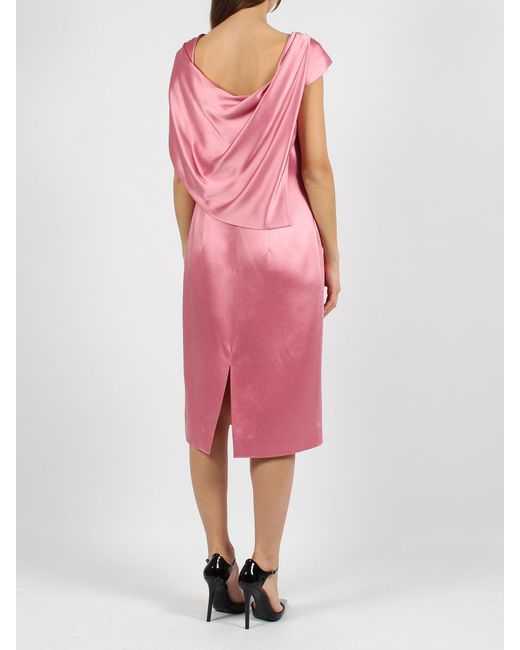 Givenchy Pink Asymmetric Draped Midi Dress