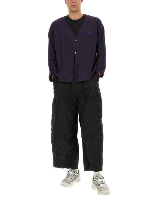 Needles Blue V-Neck Cardigan for men