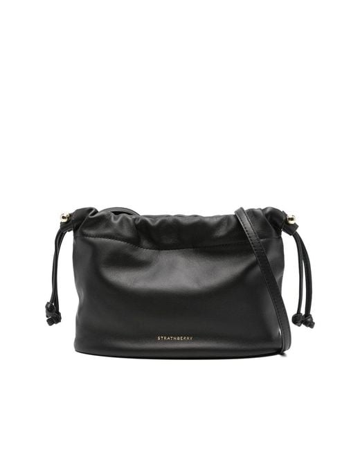 Strathberry Black Leather Bucket Bags