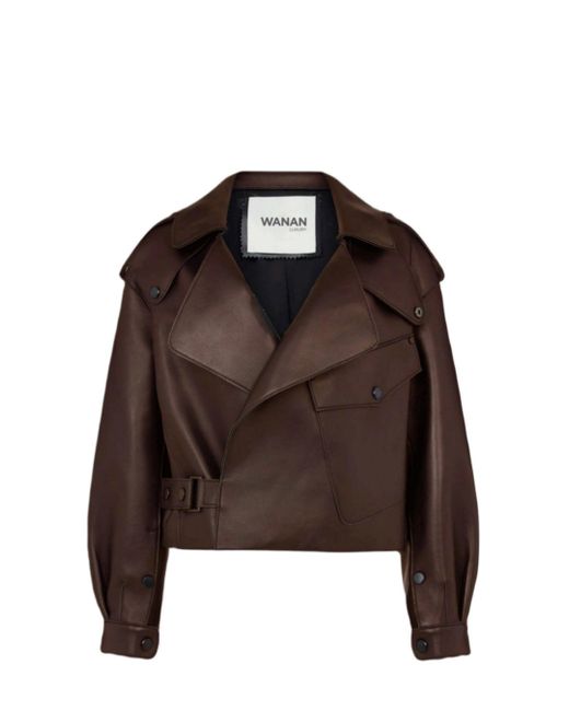 Wanan Touch Ilaria Jacket In Brown Lambskin Leather