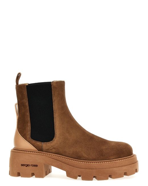 Sergio Rossi Brown Ankle Boots Suede Hazelnut