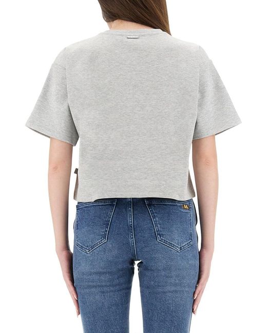 Michael Kors Blue Cropped T-shirt With Embossed Logo
