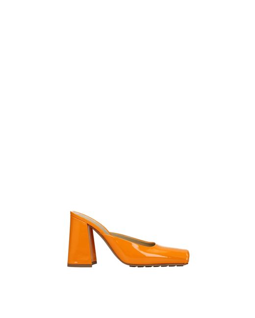 Bottega Veneta Orange Sandals Patent Leather Mandarin