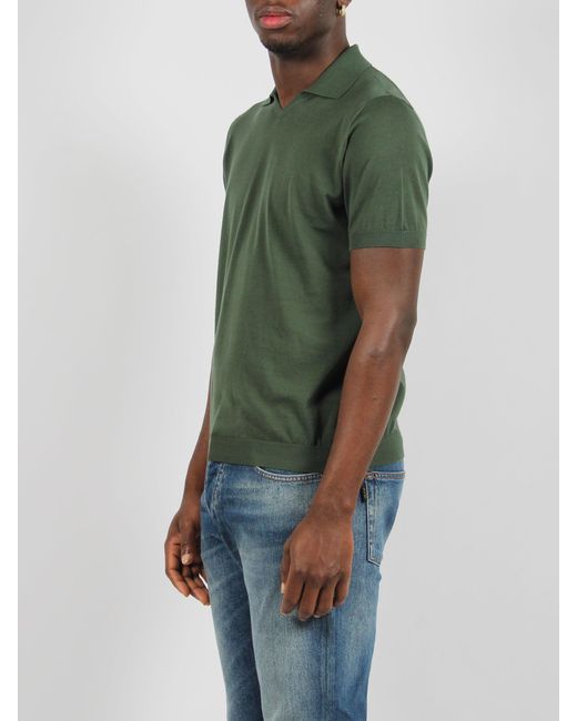 Drumohr Green Buttonless Cotton Polo Shirt for men