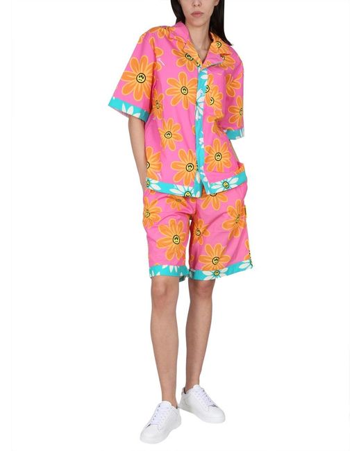 Barrow Pink Sunflower Print Bermuda Shorts