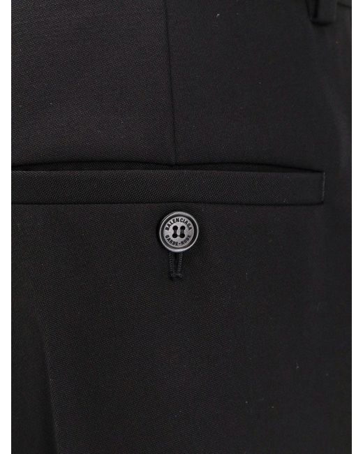Pantalone Slim Fit in lana di Balenciaga in Black