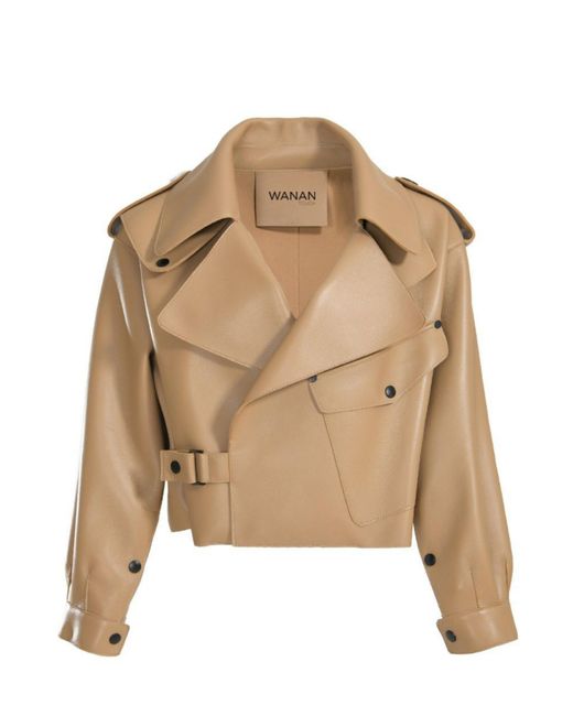 Wanan Touch Natural Ilaria Jacket In Beige Lambskin Leather