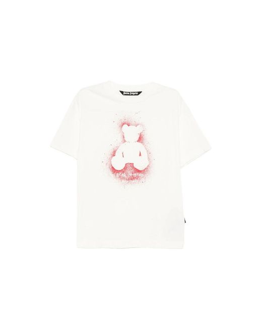 T Shirt Cotone-Uomo di Palm Angels in White da Uomo