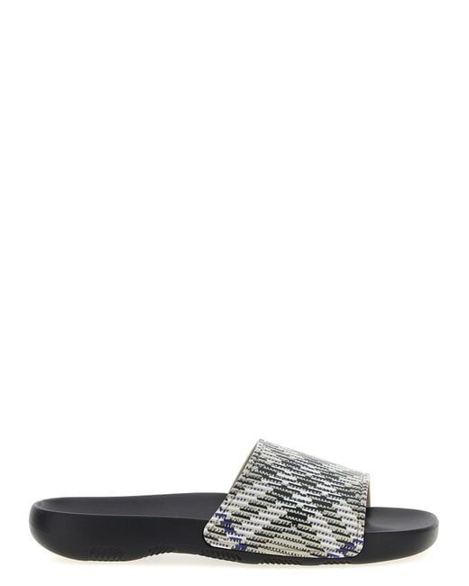 Burberry White 'Dive Check' Sandals for men