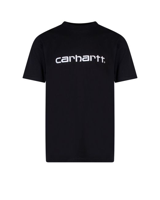 Carhartt Black Cotton T-Shirt With Frontal Logo for men