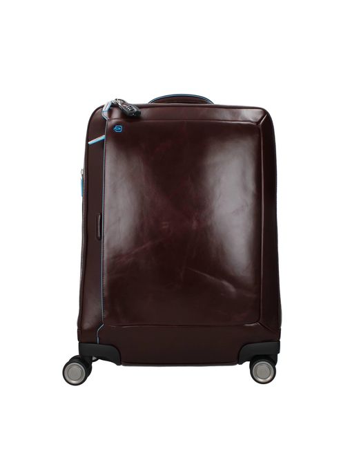Piquadro Brown Wheeled Luggages Cabina 45L Leather Tan for men