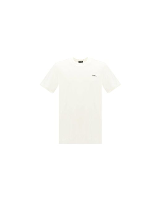 Zegna White Chest Logo Regular Fit T-Shirt for men