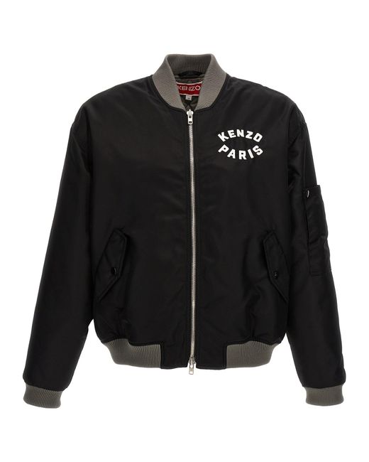 KENZO Black Lucky Tiger Casual Jackets, Parka for men
