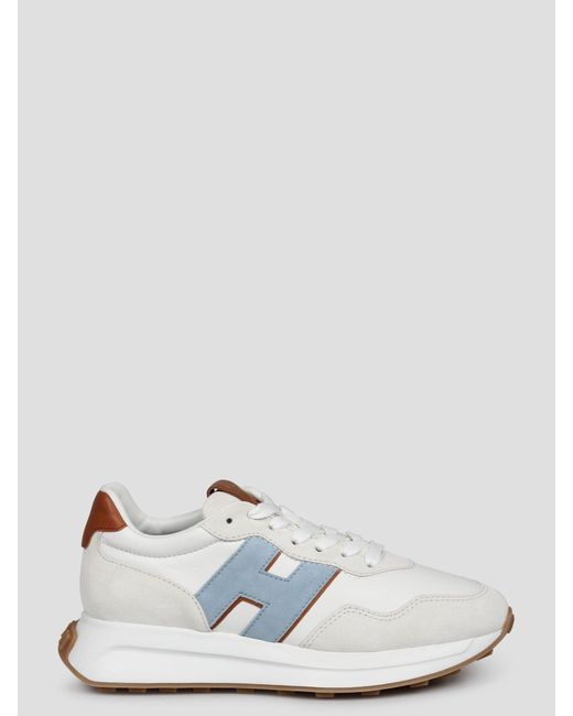 Hogan White H641 Laced H Patch Sneakers