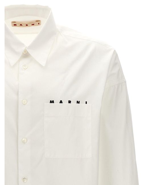 Logo Print Shirt Camicie Bianco di Marni in White da Uomo