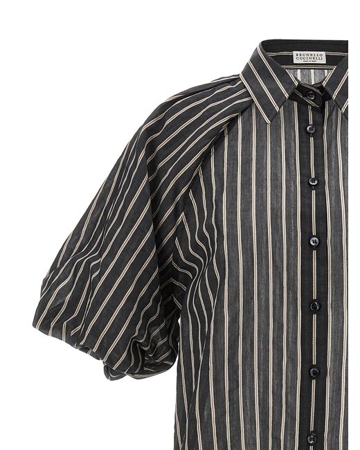 Brunello Cucinelli Black Striped Shirt