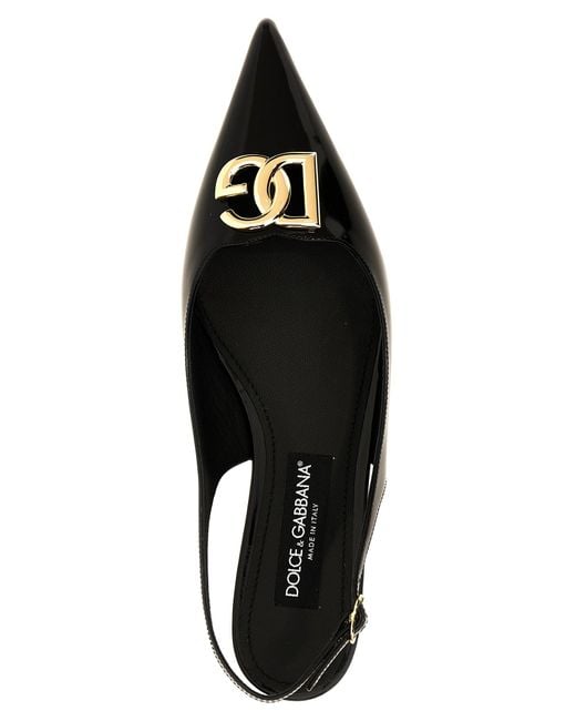 Dolce & Gabbana Black Slingback Ballet Flats With Dg Logo