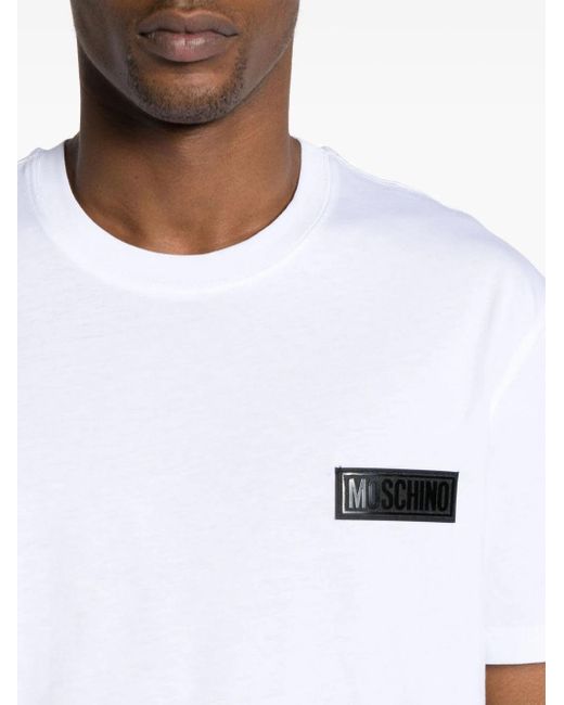 T-shirt con applicazione logo di Moschino in White da Uomo