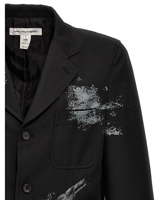 Printed Single-Breasted Blazer Nero di Comme des Garçons in Black da Uomo
