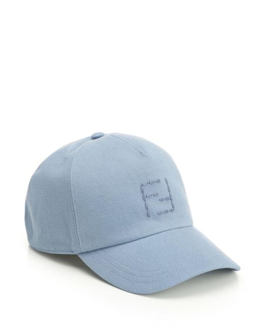 Fendi Blue Canvas Baseball Cap Hats Light for men