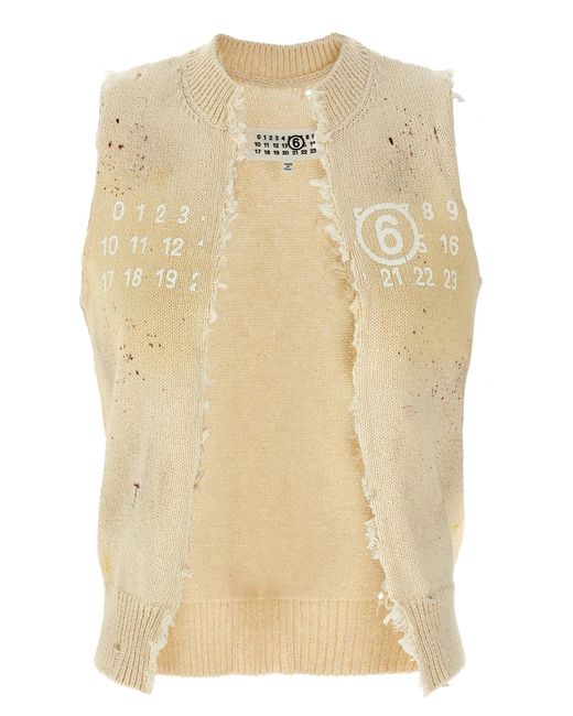 Numeric Signature Mm6 Gilet-Donna di MM6 by Maison Martin Margiela in Natural