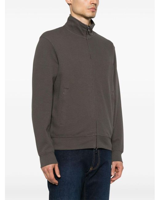 Emporio Armani Gray Cotton Zipped Sweatshirt for men