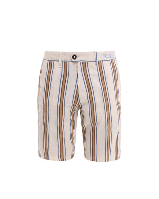 PERFECTION GDM White Striped Fabric Bermuda Shorts for men