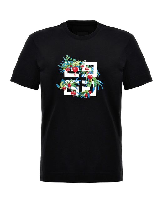 Givenchy Black Embroidery Logo T-Shirt for men