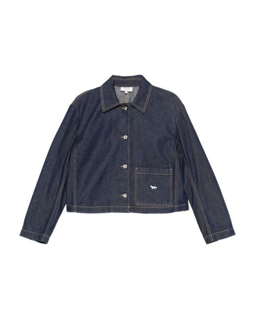Maison Kitsuné Blue Cropped Denim Jacket