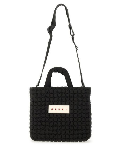 Small Tote Bag With Logo-Donna di Marni in Black